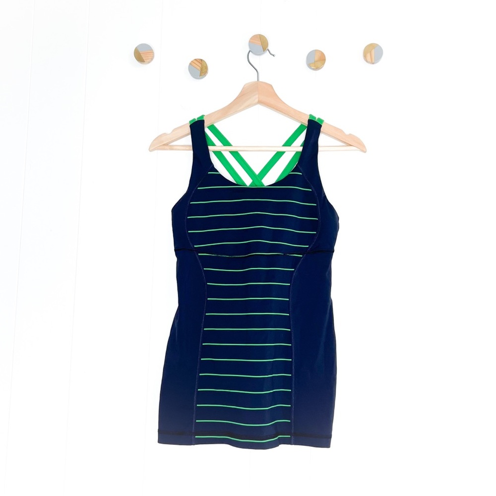 Lululemon Energy Tank Slalom Stripe Inkwell / Inkwell / Green Bean